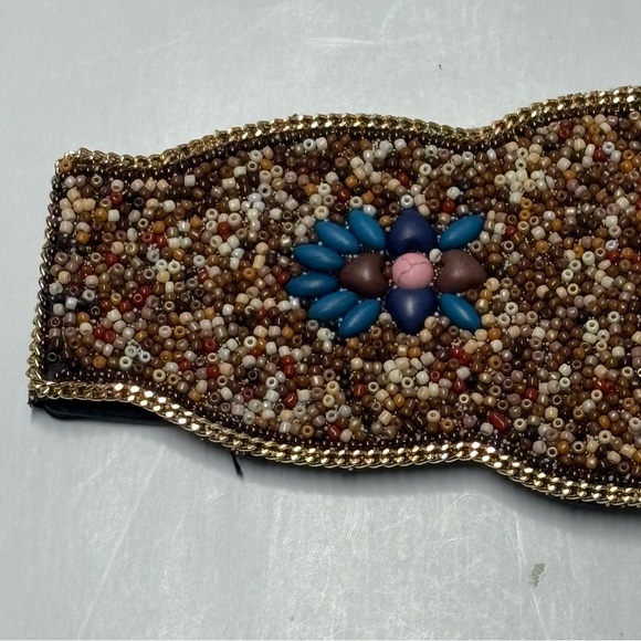 Vintage Beaded Wide Elastic Stretchy Belt Sz S - Picture 3 of 6